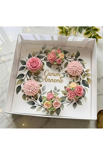 Ege Concept Life 3'lü Yaprak Desenli 6 Bölmeli Cupcake Kutusu ve Canım Anneme...