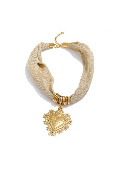 Eva Grace Salome necklace, gold, with heart-shaped pendant, made of 18K gold-...