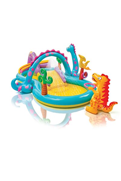 Intex 57135 Piscină gonflabilă pentru copii Dino, tobogan și pulverizator de ...