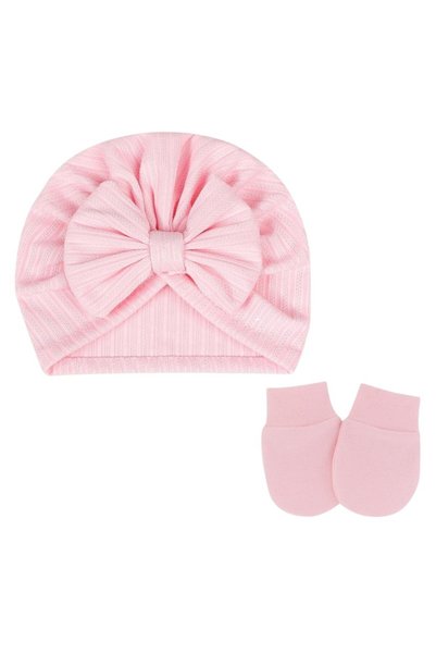 Bambimici - BabyBow Turban Hat and Mittens - Multicolor - 0M to 6M