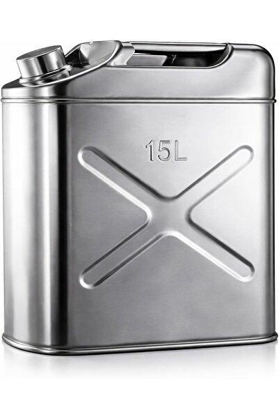 AutoFamily علبة وقود معدنية عسكرية من AUTO FAMILY سعة 15 لتر باللون الفضي للس...