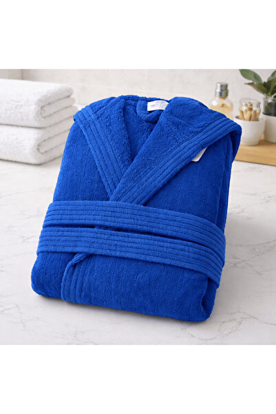OEM Hooded Bathrobe, 100% Cotton, Size L-XL Blue Velvet