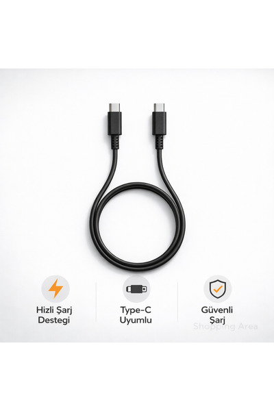 Shopping Area Type-C to Type-C 45W Hızlı Şarj Kablosu 5A Mi Samsung Huawei Uy...