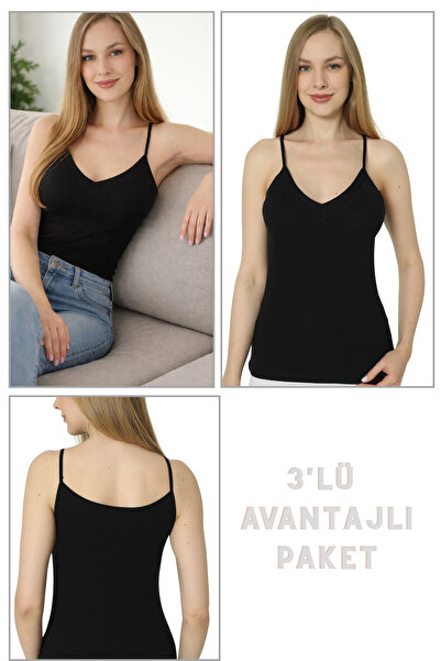 Cotpark Women's 3-Piece Economical Pack - Basic 100% Cotton Ribbed Black Unde...