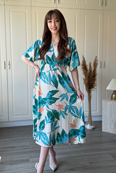 Dilay Gökoğlu Butik Rochie midi cu decolteu în V și imprimeu floral