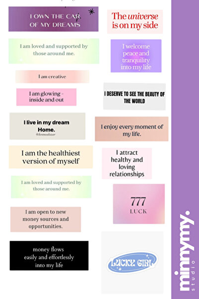 Minnymy Manifest Collection Sticker, Çıkartma, Ajanda, Günlük, Planlayıcı, Bu...