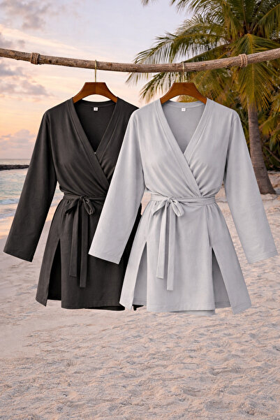 COMBİNE MİCHAİL Kimono de vară pentru femei, cu curea, pachet de 2