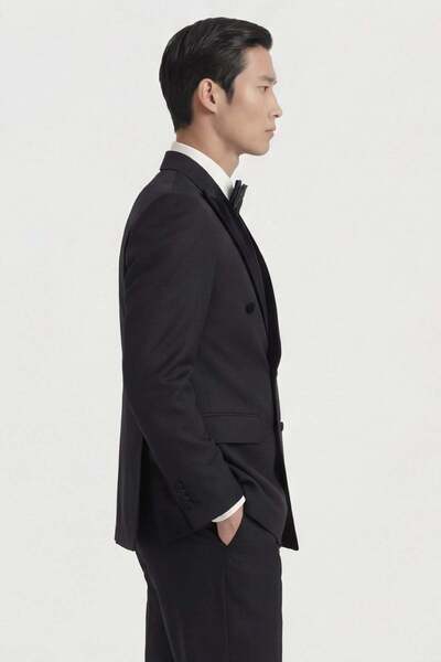 Giotelli Men's Viscose Blended 6 Drop Classic Black Suit