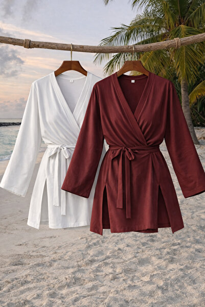 COMBİNE MİCHAİL Kimono de vară pentru femei, cu curea, pachet de 2