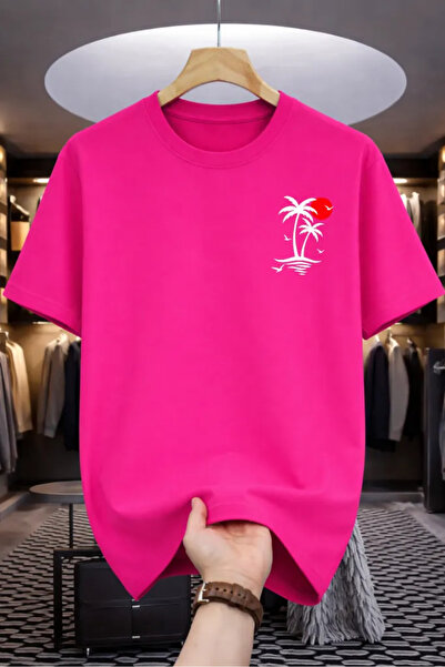 Pink Sky Premium Oversize T-Shirt 100% Βαμβάκι Unisex Άνετη Εφαρμογή Τάση Νέα...