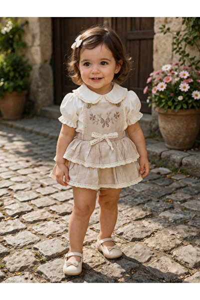 Atlas Baby House Girl 0-12 Months Baby Collar Salopet Dress