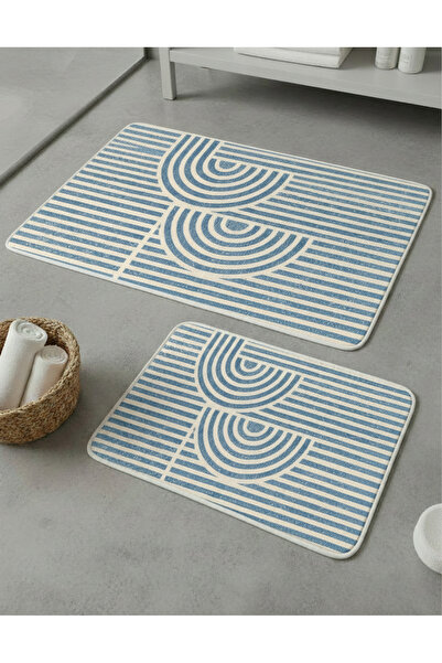 Zevahir Home 2-Piece Multi-Purpose Bath Mat with Non-Slip Base, Modern Patter...