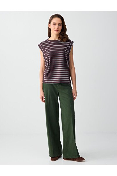 Jimmy Key Πλεκτή μπλούζα χωρίς μανίκια με λαιμόκοψη ποδηλάτου και σχέδιο καφέ...