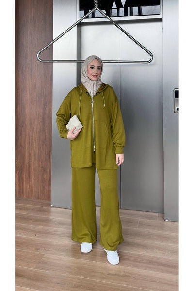 vikitekno طقم نسائي مكون من قطعتين بغطاء رأس من قماش المودال الفاخر