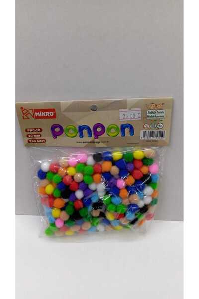 Mikro 10 mm renkli ponpon 200 Adet