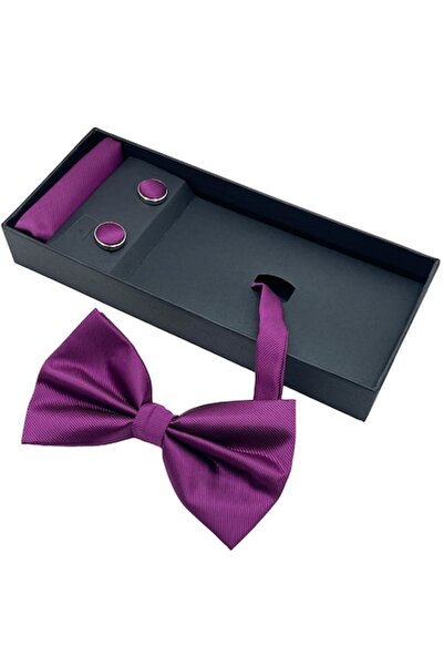 PRAVALIA CU SURPRIZE Set papion magenta cu butoni și batistă