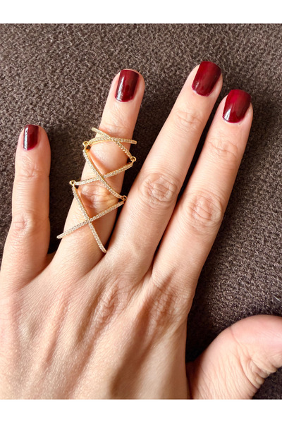 She Combines Zircon Stone Multi-Joint Movable 6cm Adjustable Finger Ring