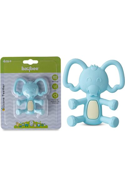 BAYBEE Elephant Silicone Teether BPA-Free Food Grade Easy Grip Chew Toy for S...