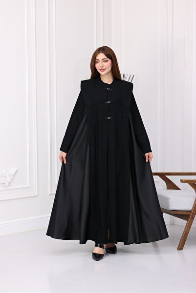 Nasnasa Abayat Embellished Abaya with Shimmer and Metal Buttons