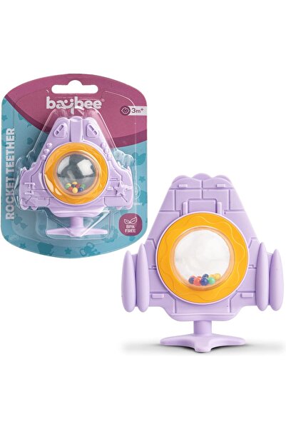 BAYBEE Rocket Silicone Teether BPA-Free Food Grade Chew Rattle Toy, Easy Grip...