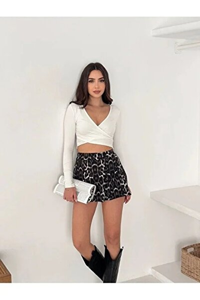 Lirviya Women's High Waist Crepe Shorts Skirt