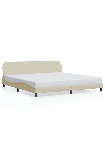 vidaxl Bed frame, Dover, cream, 200x200 cm, textile