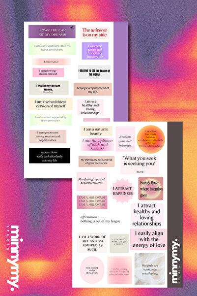 Minnymy Manifest Collection Sticker, Çıkartma, Ajanda, Günlük, Planlayıcı, Bu...