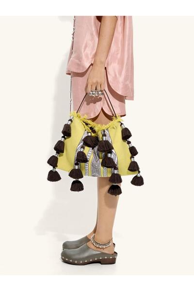 PARFOIS Kadın Püsküllü Kumaş Omuz Çantası