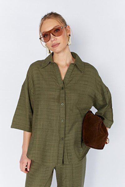 TENA Cămașă de bază kaki cu decolteu în V pentru femei