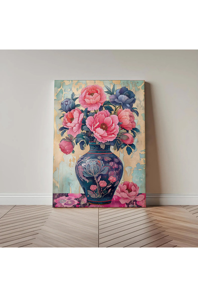 Vetro Design Tablou pe pânză cu flori într-o vază cu model