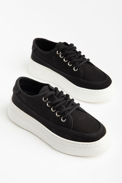 Hayalimdeki Ayakkabı Pantofi sport cu talpă confortabilă din in negru pentru ...