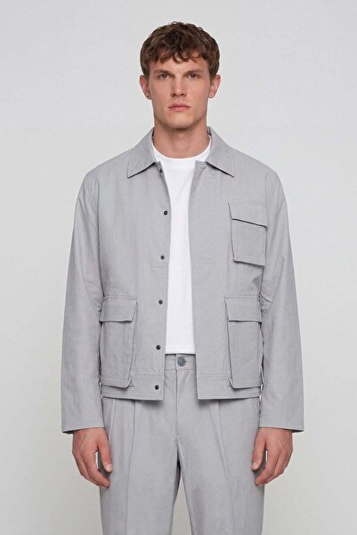 Giotelli بدلة رجالية من مزيج القطن باللون الرمادي