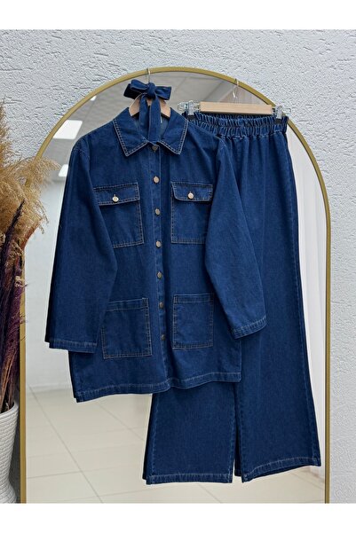 MİHRA STORE Sezin 4-Pocket Trouser Jeans Set-Ml2123 Denim Color