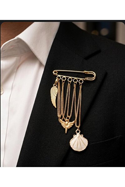 AYFAACCESSORIES Sallantılı broş, kanatlı yaka iğnesi, deniz kabuğu broş,