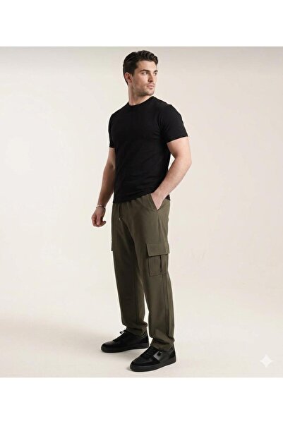 barozzi Men's Parachute Fabric Wide Model Pants with Cargo Pockets and Adjust...
