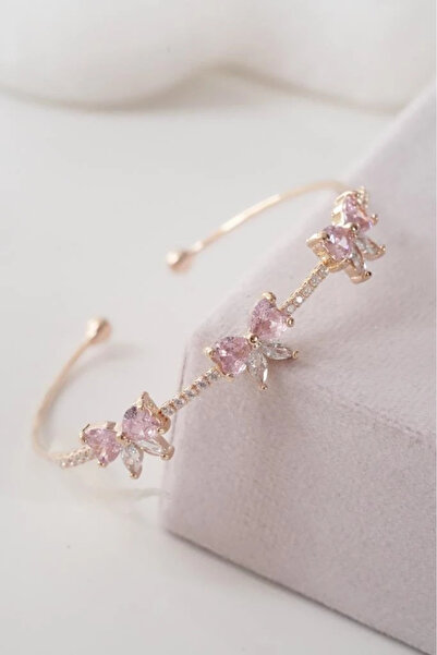 AŞIK ACCESSORIES Coquette Style Pink Bow (Ribbon) Cuff Bracelet