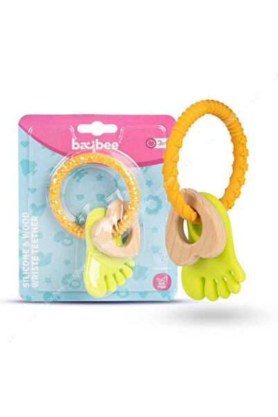 BAYBEE 2-in-1 Silicone Teether BPA-Free Chew Rattle Handle Toy Easy Grip Teet...