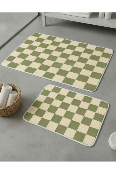 Zevahir Home 2-Piece Multi-Purpose Bath Mat with Non-Slip Base, Modern Patter...