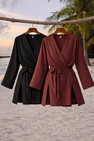 COMBİNE MİCHAİL Kimono de vară pentru femei, cu curea, pachet de 2