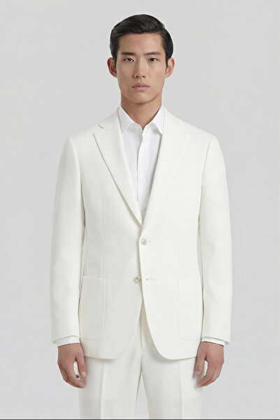 Giotelli Men's Cotton Blend 6 Drop Classic Ecru Suit