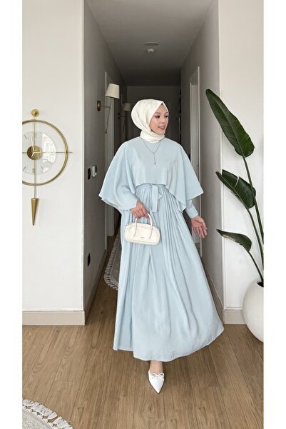 merve ada design Kadın Modal Pelerin Detaylı Elbise
