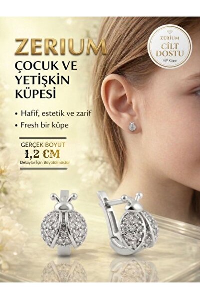 ZERİUM Children's and Women's Vip Steel Earrings Elegant Lightweight Ladybug ...