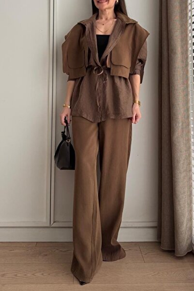Suziş Shirt and Pants Set with Garnished Ties 51309