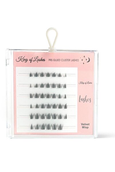King of Lashes رموش عنقودية ملصقة مسبقًا، مخملية ناعمة - رموش سفلية ناعمة قاب...