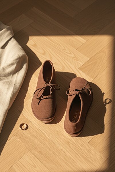 DURUNUN BUTİĞİ Γυναικείες παντόφλες Rondo Brown (με τακούνι 2 εκ.) με στρογγυ...