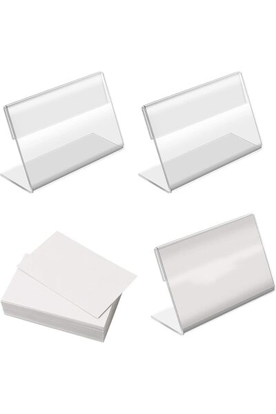Arabest 20Pcs Mini Clear Sign Display Holder, Horizontal L-Shape Plastic Card...