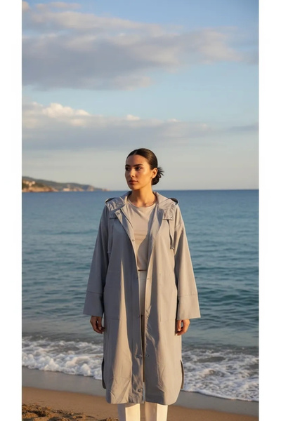 Invee 6714 Hooded Long Cap - Gray