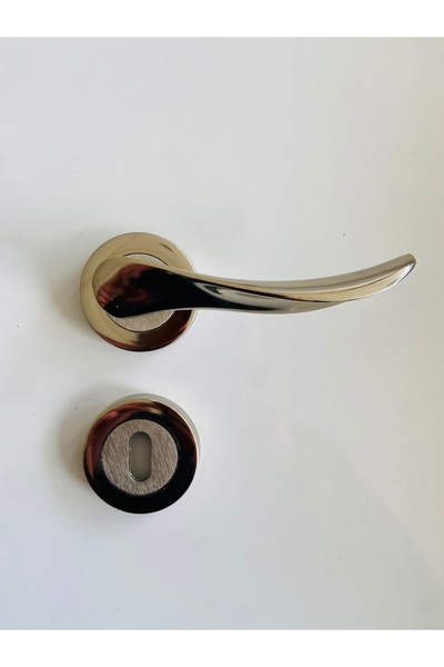 Armax Yaprak Yuvarlak Rozetli Oda Kapı Kolu Çift Renk Nikel/Saten