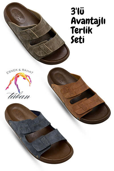 sermoda نعال جلدية - مجموعة من 3 نعال جلدية صناعية قابلة للتعديل بشريط فيلكرو...