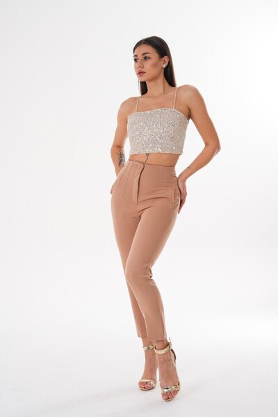 ZAVIXO Women's Slim-Fit Fabric Pants, Suitable for Plus Sizes